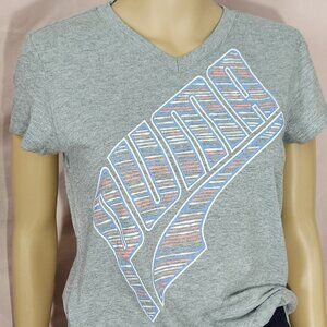 Puma Grey Graphic V-neck Tee